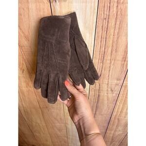 Vintage Brett's 1991 Pig Skin Leather and Sherpa Lined Gloves  Brown Size M
